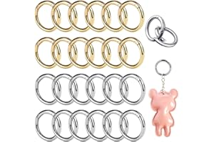 BUENTYA 24 Stück Karabiner Rund Ringkarabiner klein Karabinerhaken Rund Karabinerring mit Federöffnung Rundkarabiner Zinklegierung O Ring Silber Gold Rundring Federkarabiner Binderinge für Taschen