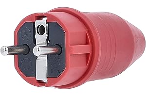 as - Schwabe Enchufe de contacto de protección, rojo, para cables de hasta máx. 2,5 mm², enchufe de goma apto para exteriores, 230 V/16 A, IP44, 62290