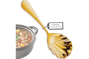 DAMOAA Cucharones de cocina para servir acero inoxidable premium diseño moderno y sofisticado ideal para cocina y comedor durabilidad superior y elegancia cucharón oro