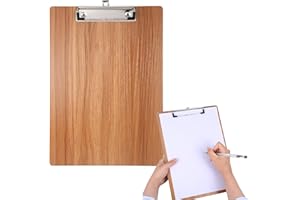 QIURUOO Klemmbrett A4 Holz, Klemmbretter A4 mit Klammer für Tägliche Notizen, zum Organisieren von Quittungslisten und Täglichen Besorgungslisten (Farbe Kirschbaumholz)