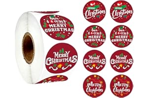 JOAKAUI Christmas Sealing Stickers 500 PCS Christmas Stickers Labels Merry Christmas Tag Stickers Round Christmas Self Adhesive Stickers for Party Bags Cards Envelope Christmas Party Decorations (Style 3)