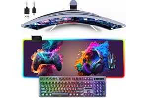 GENERIC RGB Gaming Mouse Pad Extended LED Mousepad with 13 Lighting Modes, Computer Keyboard Desk Mat Desk Pad with Non-Slip Rubber Base, Mouse Mat for MacBook, PC & Laptop Desk Decer (RGB-B)