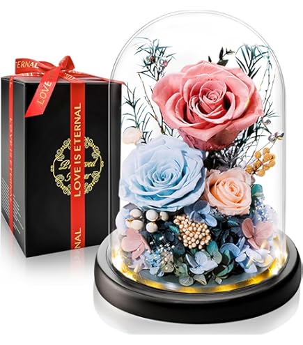 MestectPET Eeuwige roos van glas, geschenkdoos met geconserveerde roos en geurkaarsen, cadeau voor verjaardag, Moederdag, Valentijnsdag, Kerstmis voor moeder, vriendin, vrouw, vrouw (blauw