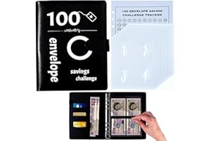 OOTTOK 100 Envelopes Saving Challenge UK - Money Saving Book as Cash Stuffing, Money Saving Challenge,Savings Binder, Money Saving Envelope for Laminated Budgeting Planning Tracker (Black)