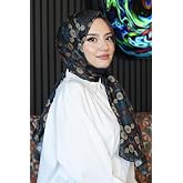 &Ccedil;i&ccedil;ek Desen Koyu Yeşil Soft Pamuk Şal &Ccedil;ok Renkli9