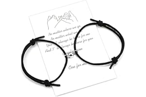 Free space Set di braccialetti di coppie magnetiche personalizzate, corda fatta a mano di attrazione reciproca per 2 braccialetti abbinati intrecciati auguri d'amore eterno