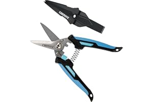 CEERAYZ 7" Cisaille Multi Usage, Ciseaux industriels robustes, Cisaille de jardin pour projets DIY, bureau, lignes de production et jardinage, avec étui protecteur (Noir Bleu)