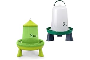 ZOOTEC Mangiatoia per Galline 2 Kg e Abbeveratoio per Galline 3L - in Plastica Trasparente Resistente – Piedini rimovibili