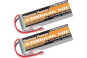 YOUME POWER 3S LiPo Batterie, 11.1V RC Lipo 3300mAh 50C Deans T Plug pour RC Voiture Camion Truggy Avion UAV Drone FPV Glider Plan 3D Parc Flyers Vortex 400mm X-Sled (2 Packs)