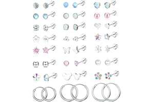 YADOCA 24 pary kolczyków ze stali chirurgicznej dla dziewcząt kobiet hipoalergiczne małe serce kwiat wkręcane z tyłu kolczyki sztyfty chrząstka helix ucho piercing śliczne kolczyki koła zestaw