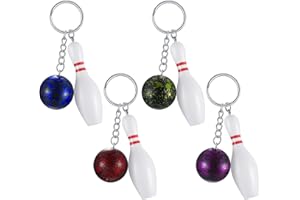 HAEPXYBY 4 Piezas Mini Llaves de Boliche, Mini Bolos Pin Llaveros, Mini Bolos Bola Charm Colgante, para Fiesta Deportiva Favores Regalos Bolso Colgante