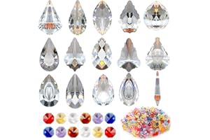 HOTSAN Sonnenfänger Kristall, 15PCS Fenster hängender Kristall Suncatcher Perlen Kette Fensterdekorationen, Kristalle Dekoration für den Garten