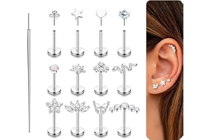 MILACOLATO /18G/20G Piercing Tragus Kirurgiskt stål Kvinnor Utan Tragus Rostfritt stål Piercing Örhängen Näsa Guld Brosk H