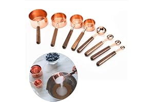 HUAWELL In acciaio INOX, set di tazze e cucchiai dosatori in noce con manico per misurazione cottura oro rosa Measuring Cups And Spoons