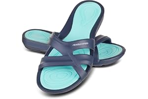 ‎AQUA SPEED Aqua Speed Set Badelatschen + Mikrofaserhandtuch für Damen | Duschsandalen Frauen & Mädchen | Sauna Sandalen | Badeschlappen