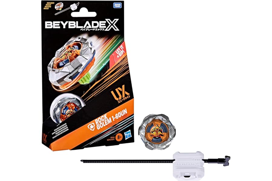 Hasbro Beyblade X Rock Golem 1-60UN UX Starter Pack Set with Top and Launcher