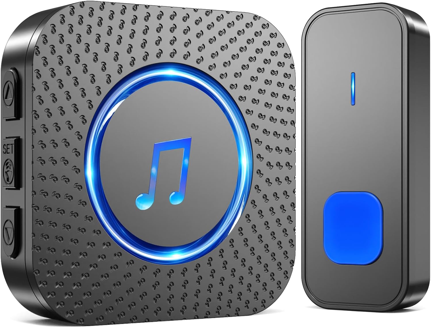 SURFOU Timbre Inalámbrico Exterior Interior Impermeable, Campainha Sem Fios Exterior, Kit Wireless Doorbell Puerta para Casa 400M de Alcance con 55 Melodías, 5 Niveles de Volumen, Indicador LED, Negro