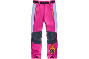 Holure Kinder Softshellhose mit Fleecefütterung | Wasserabweisend Winddicht Warm | Schneehose Skihose Wanderhose Trekkinghose | Jungen Mädchen Funktionshose mit Reißverschlusstaschen