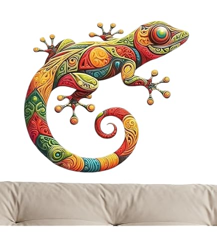 Lot De 4 Décorations Murales Gecko En Métal Jinzhenhong - Texture Givrée, 17,8 X 11,9 Cm, Pour Jardin, Clôture, Balcon, Extérieur