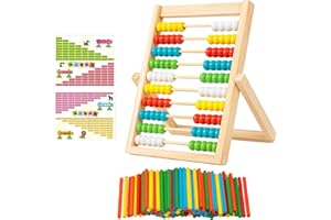PDirat Abakus Kinder, Rechenschieber 1. Klasse,Rechenrahmen Mit 100 Zählstäbchen Und Rechentafel, Lernspielzeug Für Kinder Ab 3 Jahren, Ideal Für Grundschule Und Vorschule
