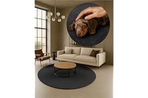 ‎TEXMAXX TEXMAXX Weicher Kurzflor Teppich Wohnzimmer mit rutschhemmender Rückseite (100 x 100 cm Rund) - Modern für Flur, Esszimmer und als Schlafzimmer Teppich in Anthrazit dunkel - Waschbar bis 30 Grad