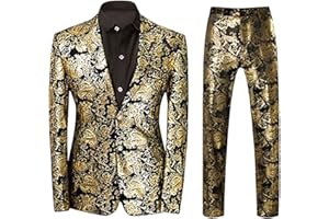 Allthemen Abito da Uomo in 2 Pezzi Slim Fit Casual Wedding Business Cena Jacquard Vestito Completo Giacche Blazer Pantaloni