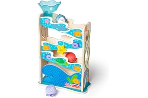 Melissa & Doug Rollables Wooden Ocean Slide Infant and Toddler Toy (5 Pcs), Wooden Toy for Infants, Developmental Toy for Toddlers, 0+, Gift for Baby Boys or Baby Girls, FSC-Certified Materials