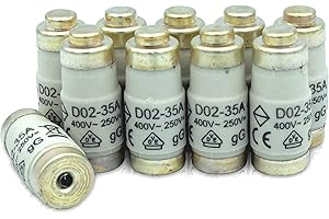 GRENDA-HAMMER® 10er Pack Neozed Sicherungen Schmelzeinsätze D01 10 bis 16A und D02 20 bis 63A (D02-35A (Schwarz))