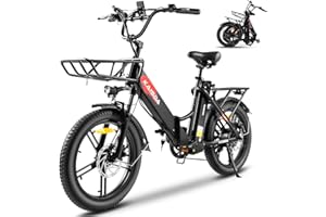 KAISDA Bici Elettrica Pieghevole 20 Pollici, E-Bike per Adulti 3.0 Fat Tire 7 Velocità Bicicletta Elettrica da 36V 20.8Ah Batteria Rimovibile 250W Motore Ebike da Città,Pedalata Assistita 100KM