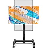 TVON Porta TV con Ruote Per Schermi Plasma/LCD/LED 13-43 Pollici,Girevole Supporto TV da Pavimento Regolabile in Altezza Carr