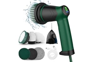 ‎KOOHORO Elektrische reinigungsbürst,Cleaning Brush mit 6 austauschbaren Reinigungsköpfen,Spin Scrubber 2 Geschwindigkeiten,Schrubber Für Bade,Fliesenboden und Auto,led Display