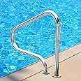 YERT Pool Hand Rail,deck-mounted Railings,3-Bend Swimming Pool Safety Handrails, Perfect Handle Swimming Pool Grab Ladder, for Inground Pool Entry,Silver