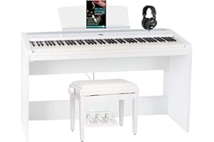 Steinmayer P-60 WM Stage Piano Home Set (88 Keys and Matching Base, Hammer Mechanism, Touch Dynamics, 128x Polyphonic, 14 Sounds, Includes Piano Bench, Headphones, Music Holder and Notes) White