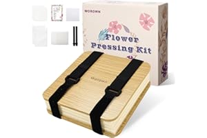 Worown (15 x 15 cm Kit mini per pressatura di fiori, pressa per foglie, set di pressatura a 4 strati, incluse istruzioni per adulti per la realizzazione di campioni