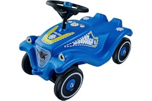BIG-Bobby-Car Classic Police - Veicolo per bambini con adesivi in design polizia per ragazzi e ragazze, portata fino a 50 kg, veicolo antiscivolo per bambini a partire da 1 anno, blu