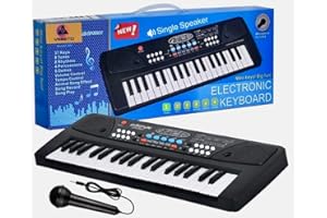 VEBETO Kids Piano with Mic (1 Year Extended Warranty) 37 Keys 8 Rhythms 8 Tones 6 Demos Portable Electronic Keyboard Toy Begi