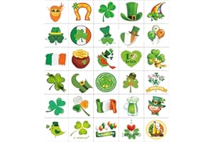 LARFRAECY 30Pcs St. Patrick's Day tattoo stickers, Irish Tattoo Sticker St Patrick Decorations, Patricks Day Temporary Tattoo Irish Festival Party stickers (B Pattern)