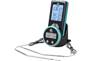 AIMILAR Wireless Meat Thermometer with Dual Probes | Remote Range up to 328ft | Preset Meats & Doneness Levels | Backlit Display & Magnet | Oven Safe with a Timer | 716°F Probe and Wire