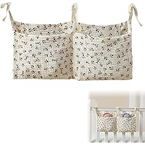 Organizzatore Da Appendere Per Lettino - Porta Pannolini Con 2 Tasche - Tessuto 100% Cotone Per Nursery - Blu - Foto 5