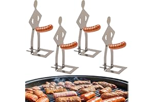 ZFFAFUR 4Pcs Funny BBQ Sausage Holder, Fun Stainless Steel Barbecue Sausage Rack, Stainless Steel Hot Dogs, Funny BBQ Fork for Camping, Outdoor Picnic, Garden, Kitchen, Grilling Gifts for Men