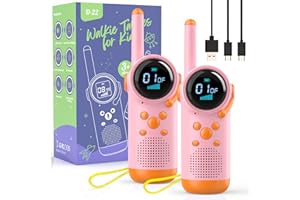 Kearui Walkie Talkie für Mädchen, Funkgeräte Kinder mit Aufladbar Akku für 3-12 Jahre Mädchen Geschenk Spielzeug, VOX Funktion, LED Taschenlampe, für Abenteuer im Freien, Camping, Wandern (Rose)