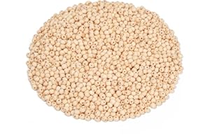 HOLDLEAF 1500 Pezzi 6 mm Perline in Legno Naturale Rotonde Perline Naturali Perline di Legno Tonde con Fori per Braccialetti Collane Fai da Te Artigianato Decorazione