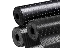 Rubber Flooring 3mm Thick Garage Floor Mat Waterproof Anti Slip Dot Diamond Wide Rib Checker Styles Available DOTTY DEALS (Checker Style 3m x 1.5m)