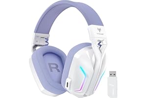 WESEARY WG1 Cuffie Gaming Wireless, 2,4 GHz con Microfono per PS5, PS4, PC, Switch, Mac, Mobile, Stereo 7.1, Bluetooth Over Ear con Luce RGB, Batteria da 50 Ore