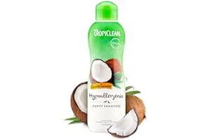 TropiClean Dog Shampoo Grooming Supplies - Hypoallergenic Puppy & Kitten Shampoo Gentle Cleansing for Sensitive Skin - Derived from Natural Ingredients - Used by Groomers - Gentle Coconut, 355ml