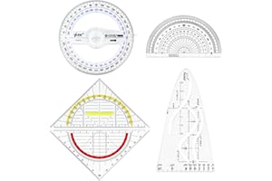 HOCUCHELAND 5 Stück Parabelschablone Geometrie Set, Transparent Parabelschablone Mathe Kunststoff, Multifunktionales Geodreieck mit Griff, Winkelmesser Schule für Studenten Büro Designer