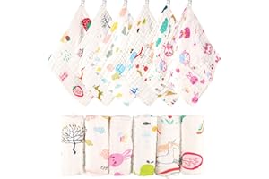 Lanjue 6 Pack Baby Washcloths Muslin for Girls, 12x12 Inch Muslin Cloths Baby Face Towel 6 Layers Soft Muslin Squares 100% Cotton Newborn Hand Washcloths Baby Face Cloths Bibs for Baby Girls, Pink