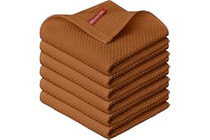 ‎ARTOID MODE Artoid Mode Waffel Caramel 100% Baumwolle Weiche Küchentücher Geschirrtücher, 6er Set 30x30 cm Waschbar Saugfähig Spüllappen Reinigung Küchen