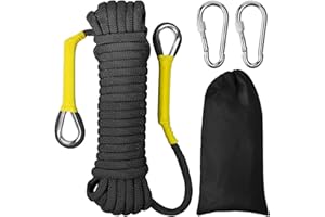 EMAGEREN Cuerda Escalada de 10M, Cuerdas para Exteriores con Bolsa de Almacenamiento, Cuerda de Seguridad de Capacidad de Carga 800Kg, para Camping, Montañismo (Negro, 10m)