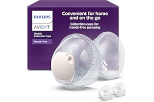 Philips Avent Hands-free Double Collection Cups, coppette di raccolta ultraleggere e trasparenti per tiralatte elettrico, 4 coppe per il seno 2 da 21 mm, 2 da 24 mm, 2 inserti da 19 mm, SCF439/01